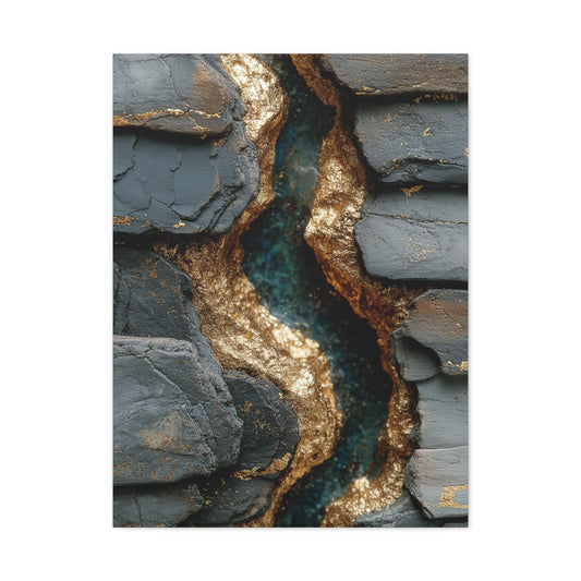 Black and Gold Abstract River Texture Wall Art & Canvas Print