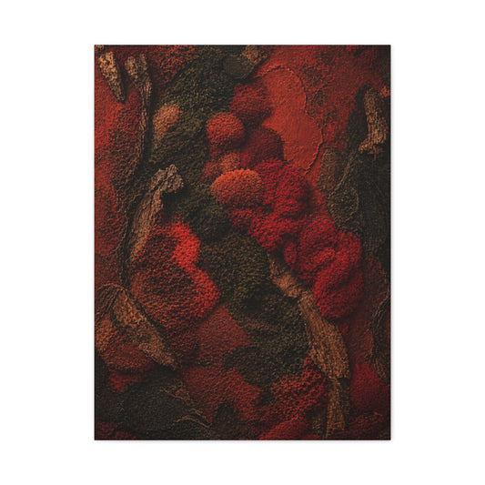 Biophilic Red Moss Texture Wall Art & Canvas Print