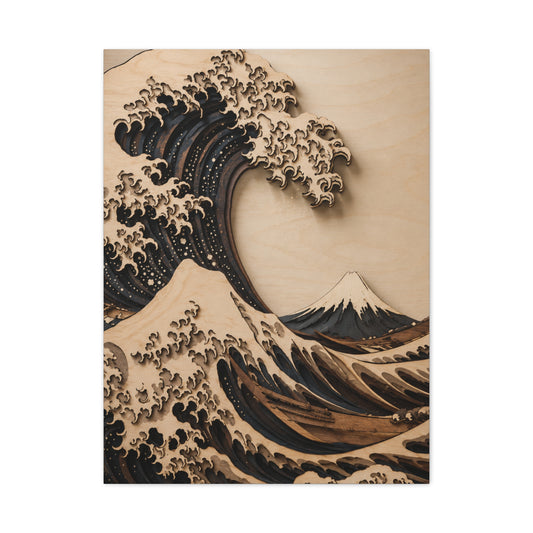 Layered Wood Great Wave Relief Wall Art & Canvas Print