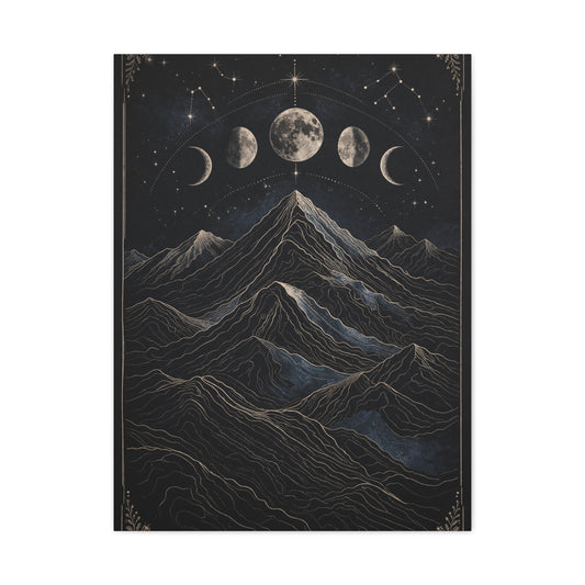 Mystical Moonlit Mountain Contours Wall Art & Canvas Print