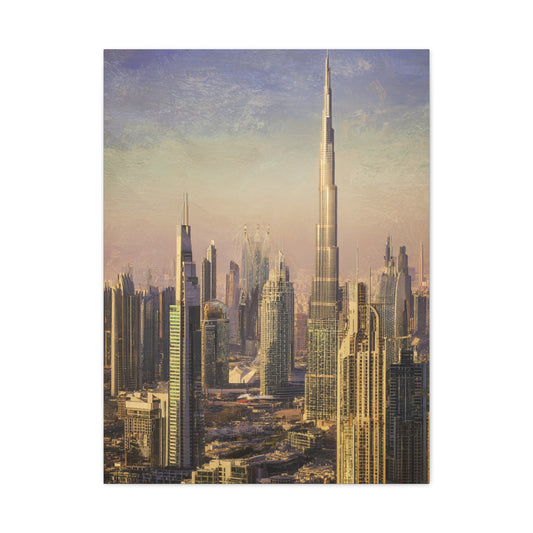 Dubai Skyline Golden Sunset Elegance Wall Art & Canvas Print