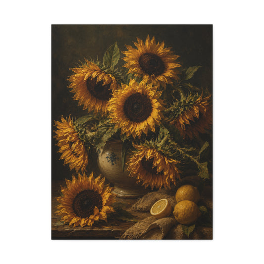 Old Master Sunflower Still Life Wall Art & Canvas Print