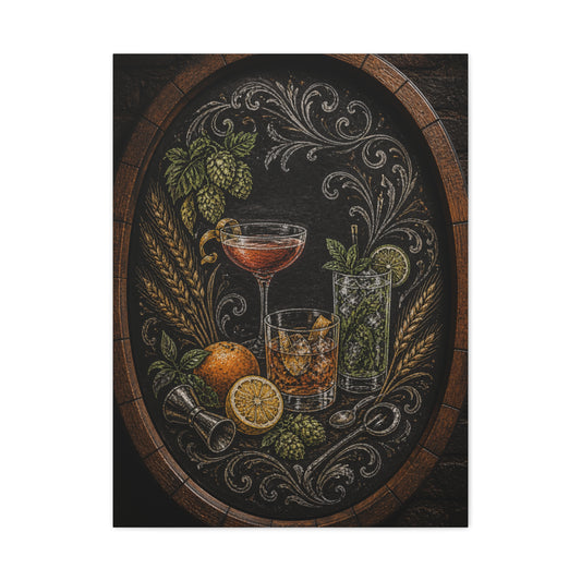 Chalkboard Cocktail Illustration Wall Art & Canvas Print
