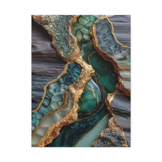 Emerald Geode Gold Vein Abstract Wall Art & Canvas Print