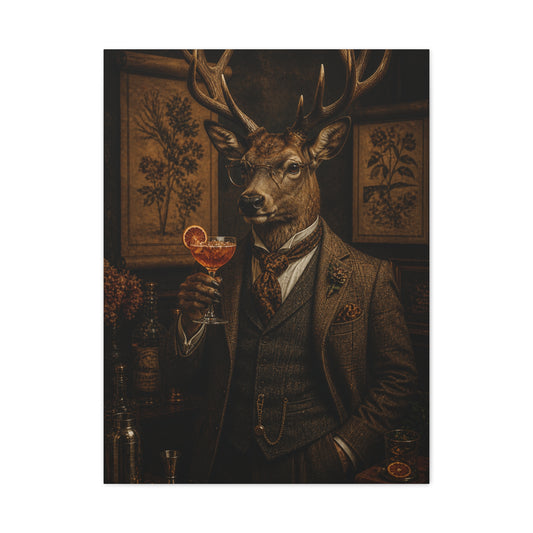 Aristocratic Deer Gentleman Cocktail Portrait Wall Art & Canvas Print