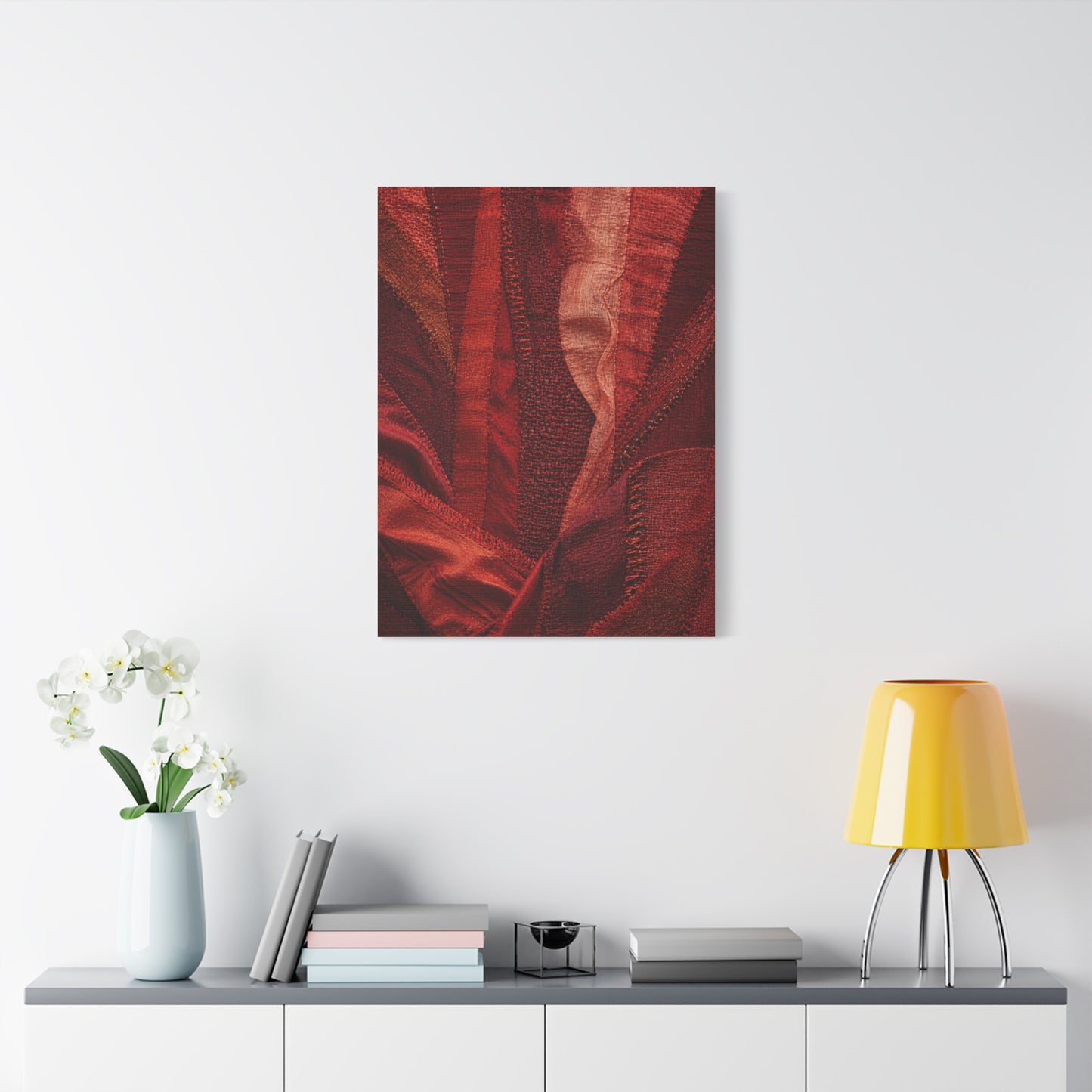 Red Textile Layered Fabric Abstraction Wall Art & Canvas Print