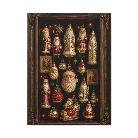 Antique Glass Santa Ornament Shadowbox Wall Art & Canvas Print