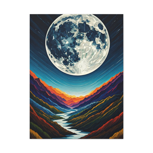 Midnight Moonlit Peaks Wall Art & Canvas Print