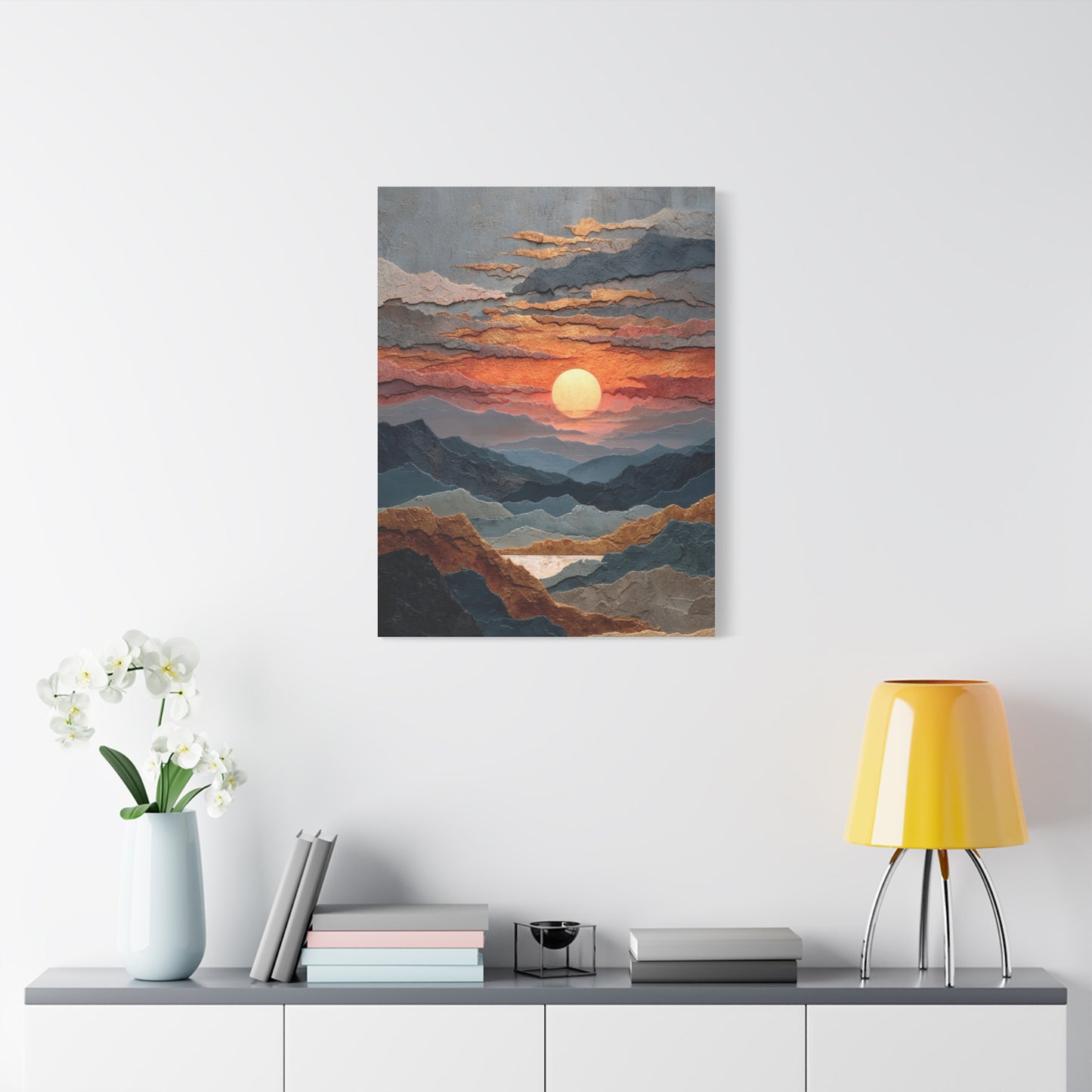 Layered Desert Sunset Abstract Landscape Wall Art & Canvas Print