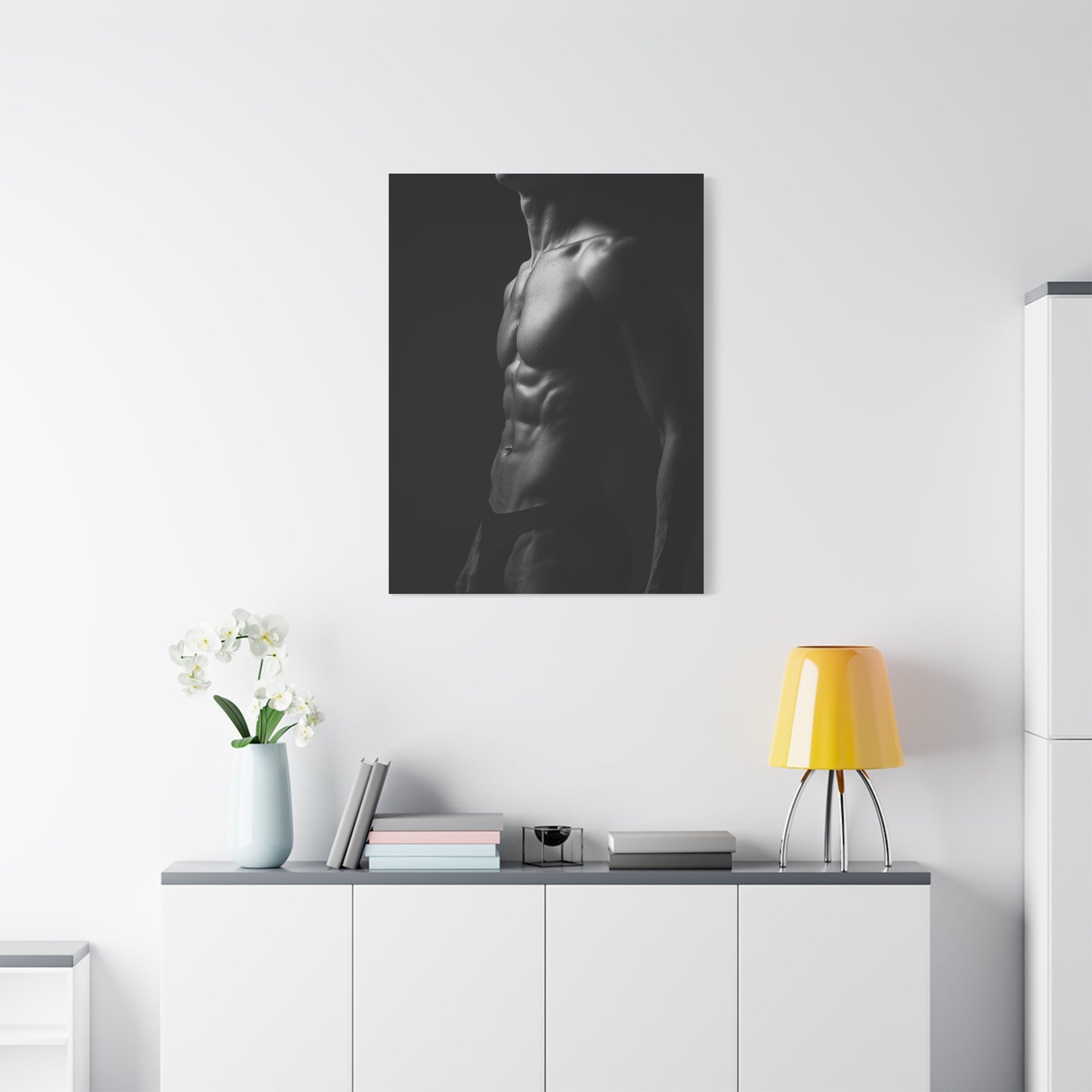 Sculptural Monochrome Torso Study Wall Art & Canvas Print