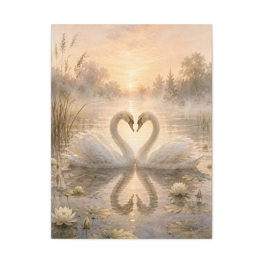 Ethereal Swan Devotion Sunrise Wall Art & Canvas Print