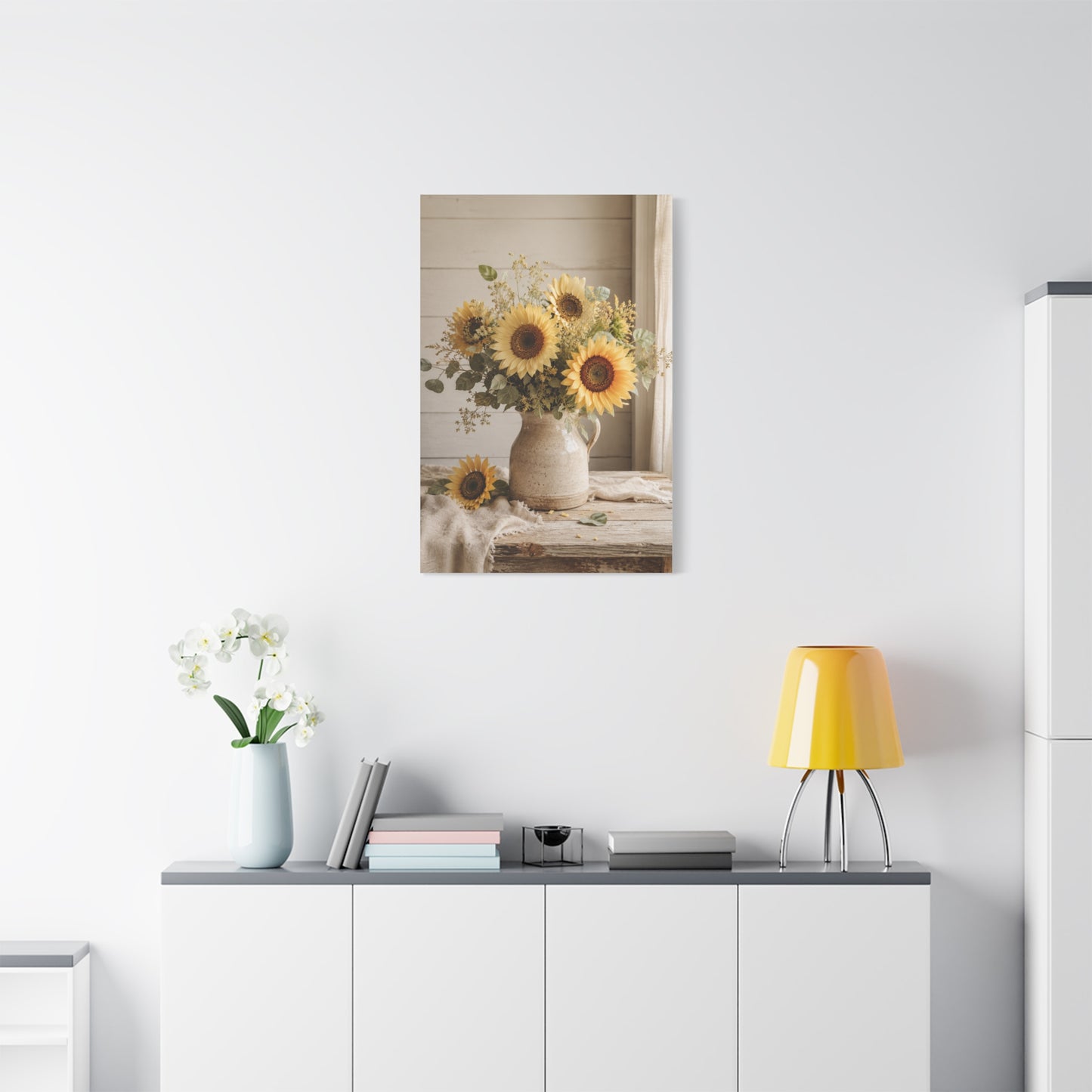 Soft Farmhouse Sunflower Bouquet Wall Art & Canvas Print
