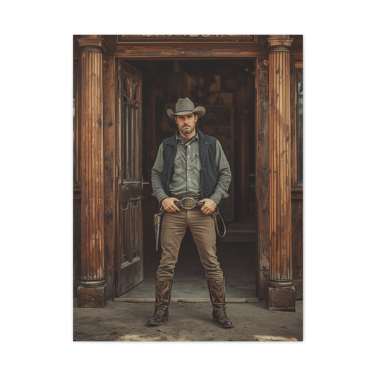 Gunslinger Outside the Saloon Wall Art & Canvas Print