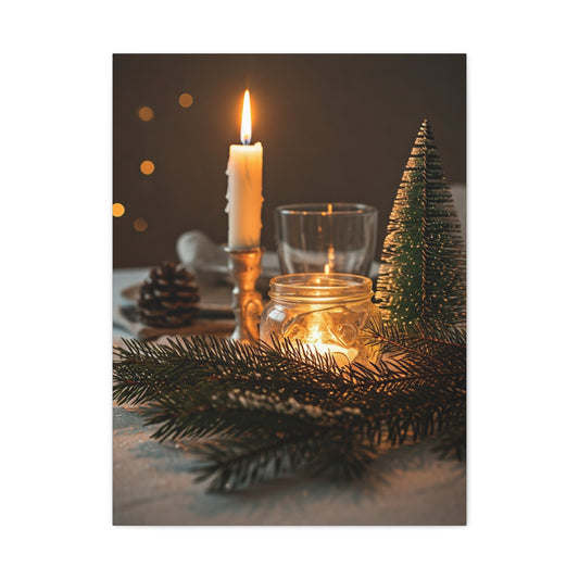 Warm Candlelight Christmas Table Wall Art & Canvas Print