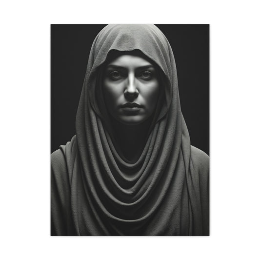 Veiled Serenity Black & White Portrait Wall Art & Canvas Prints