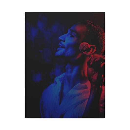 Monochrome Singer Stage Light Portrait Wall Art & Canvas Print