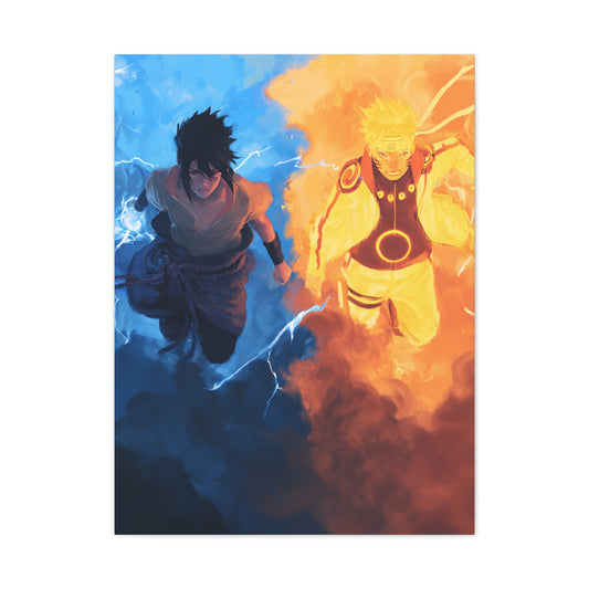 Naruto Uzumaki and Sasuke Uchiha Elemental Divide Wall Art & Canvas Print