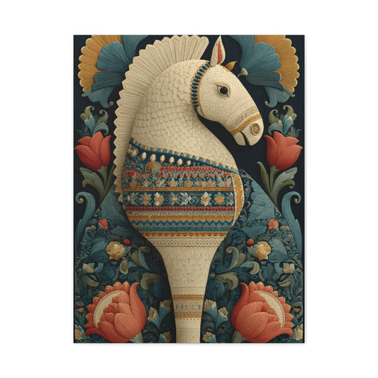 Swedish Dala Horse Folk Floral Wall Art & Canvas Print