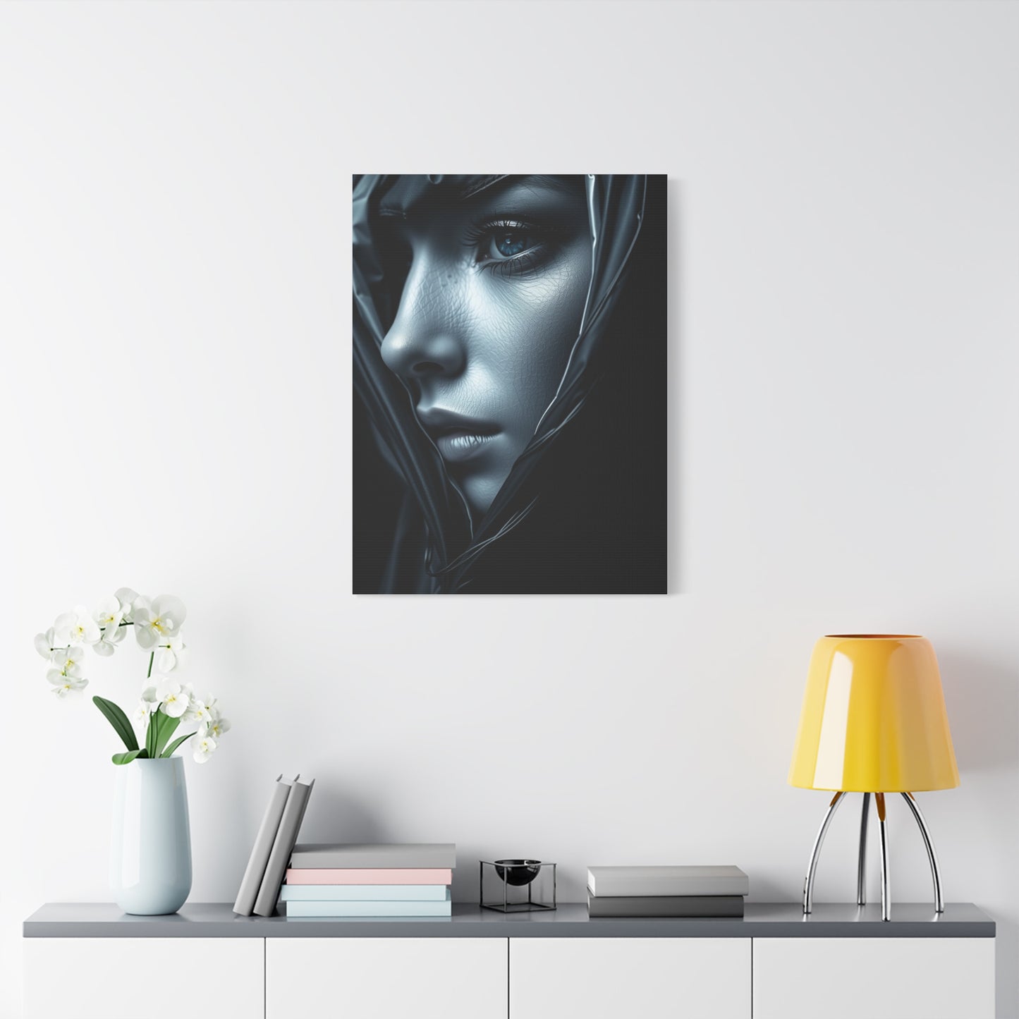 Vision Black, White & Blue Art Art Wall Art & Canvas Print