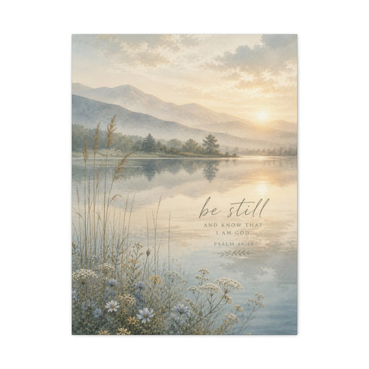 “Be Still” Sacred Lake Landscape Wall Art & Canvas Print
