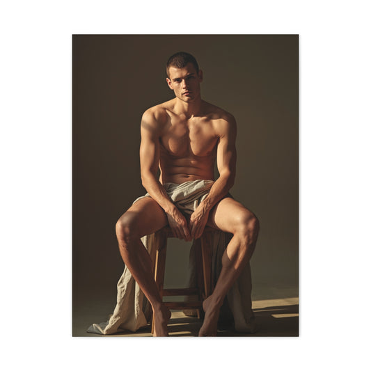 Masculine Seated Figure Study Wall Art & Canvas Print