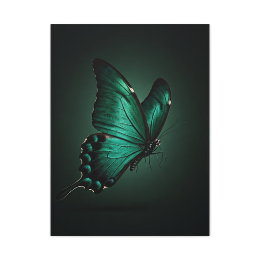 Emerald Swallowtail Butterfly in Shadow Light Wall Art & Canvas Prints