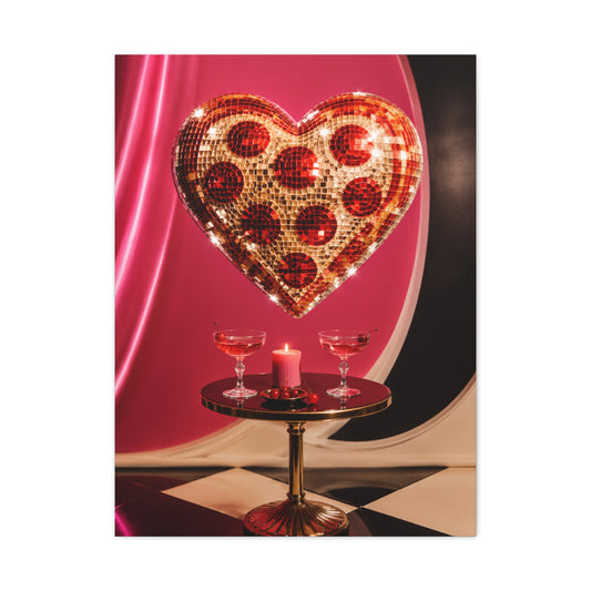 Disco Heart Cocktail Romance Scene Wall Art & Canvas Print
