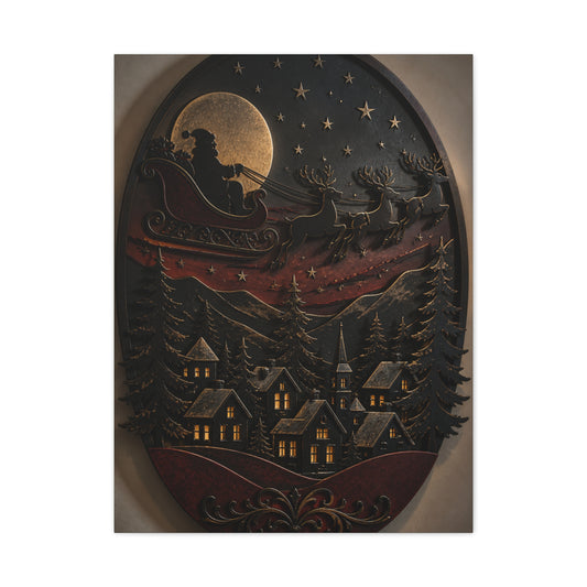 Layered Metal Santa Sleigh Village Wall Art & Canvas Print