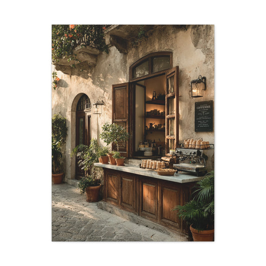 Rustic Italian Café Courtyard Wall Art & Canvas Print