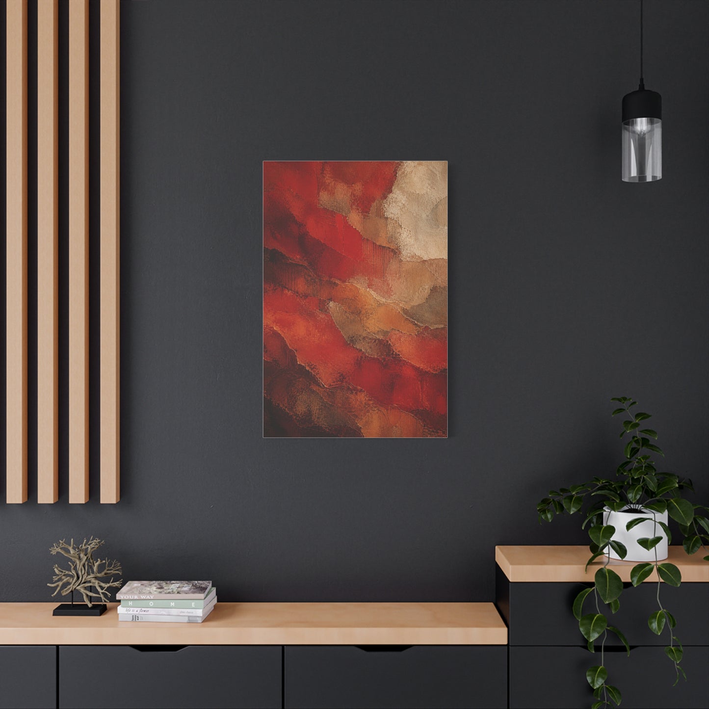 Earthy Layered Red Terrain Abstraction Wall Art & Canvas Print
