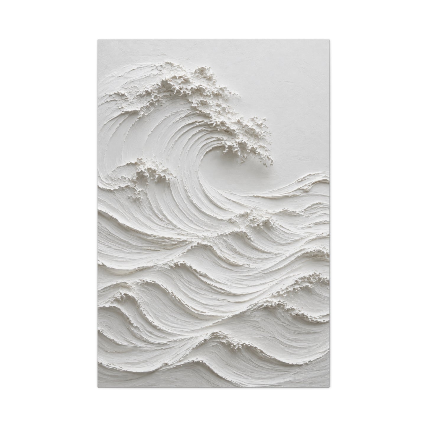 Minimal White Sculptural Wave Texture Wall Art & Canvas Print