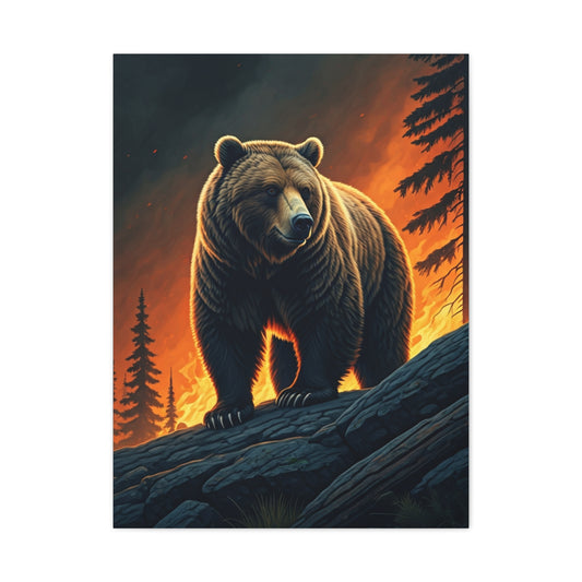 Majestic Bear in Fiery Wilderness Wall Art & Canvas Prints
