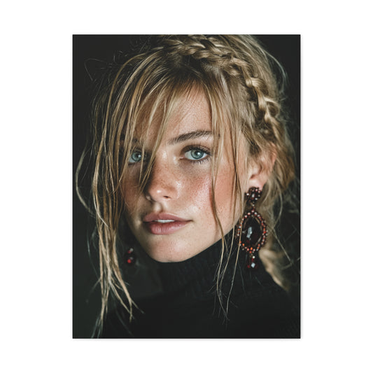 Wind-Swept Blonde Muse Editorial Portrait Wall Art & Canvas Print