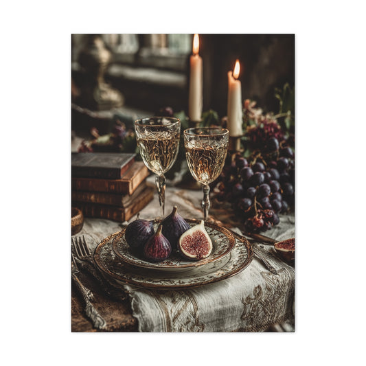 After-Dinner Wine and Fig Table Wall Art & Canvas Print