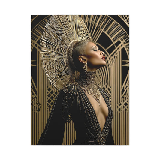 Art Deco Gold Muse Portrait Wall Art & Canvas Print