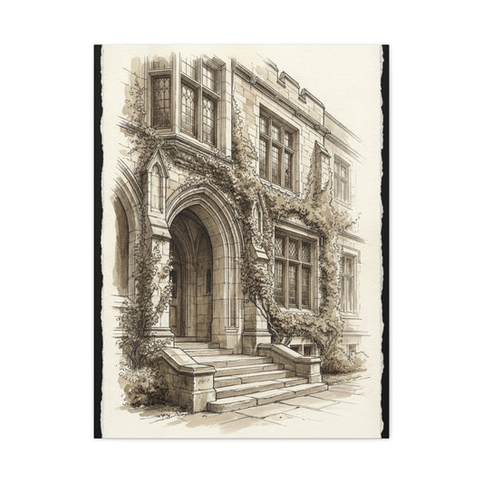 Ivy-Covered Collegiate Arch Sketch Wall Art & Canvas Print