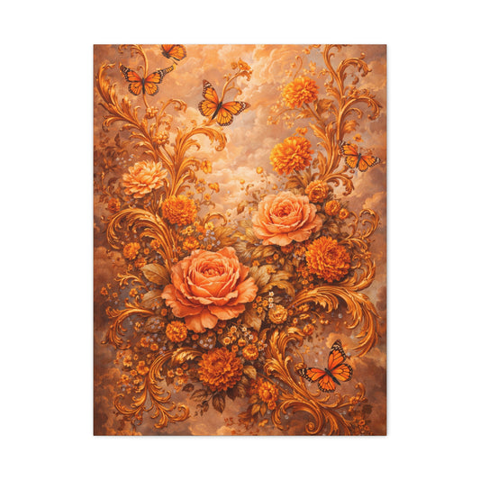 Baroque Orange Botanical Arrangement Wall Art & Canvas Print