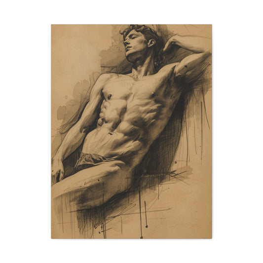 Charcoal Expression Male Study Wall Art & Canvas Print