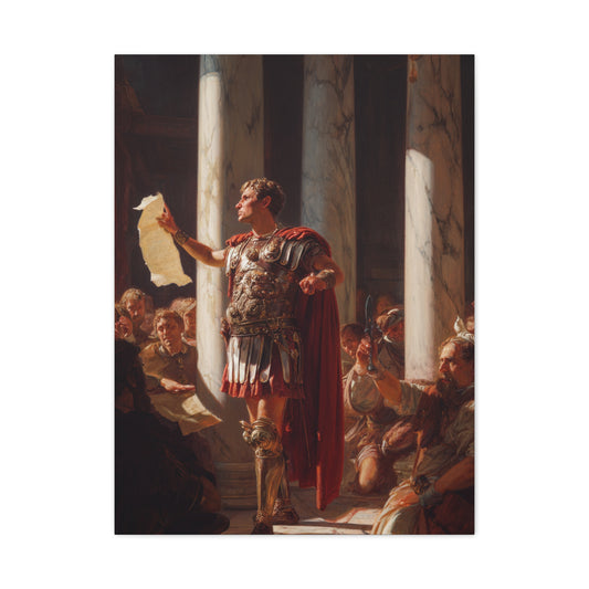 Julius Caesar Proclaiming Authority In The Roman Senate Wall Art & Canvas Print