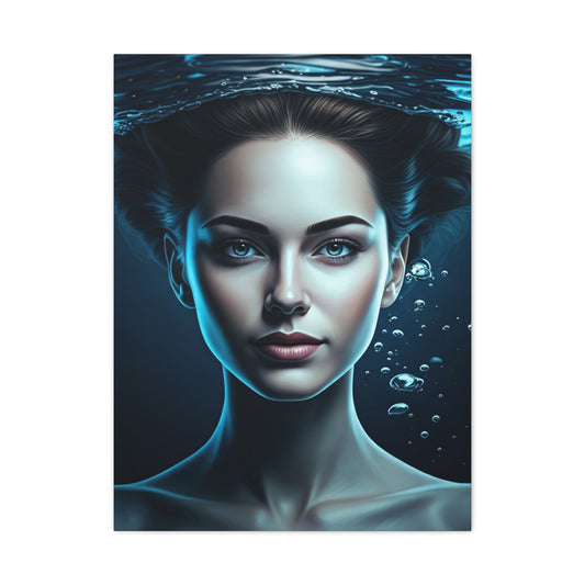Underwater Woman Portrait with Floating Hair Wall Art & Canvas Prints