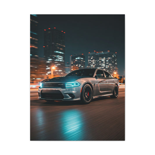 Dodge Charger Hellcat Downtown Night Streets Wall Art & Canvas Prints