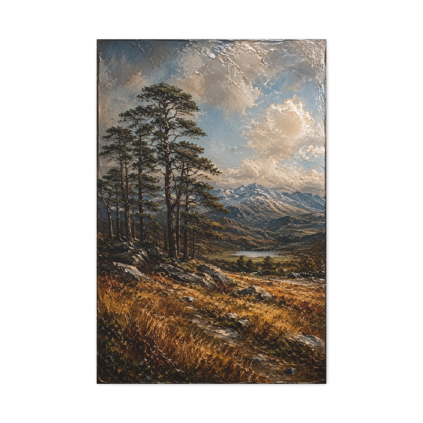 Mountain Pine Landscape Oil Painting Trees Wall Art & Canvas Print
