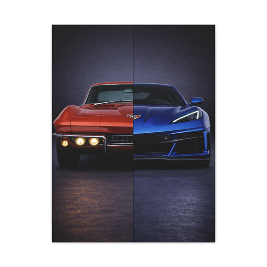 Corvette Performance Evolution Split C2 vs C8 Wall Art & Canvas Prints