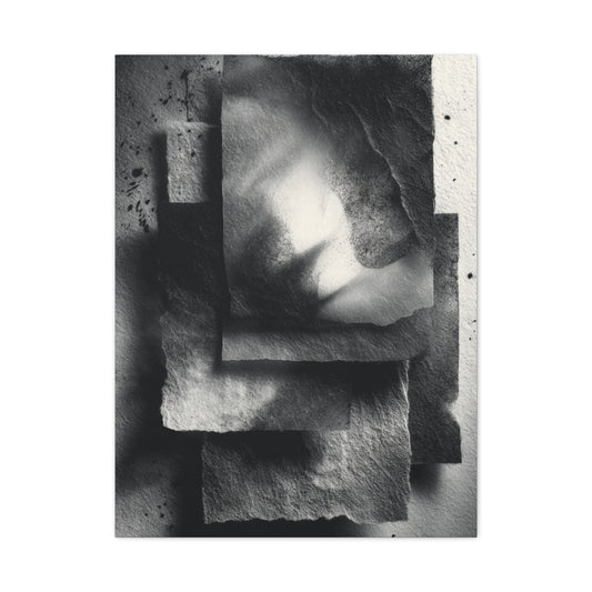 Monochrome Layered Paper Abstraction Wall Art & Canvas Print