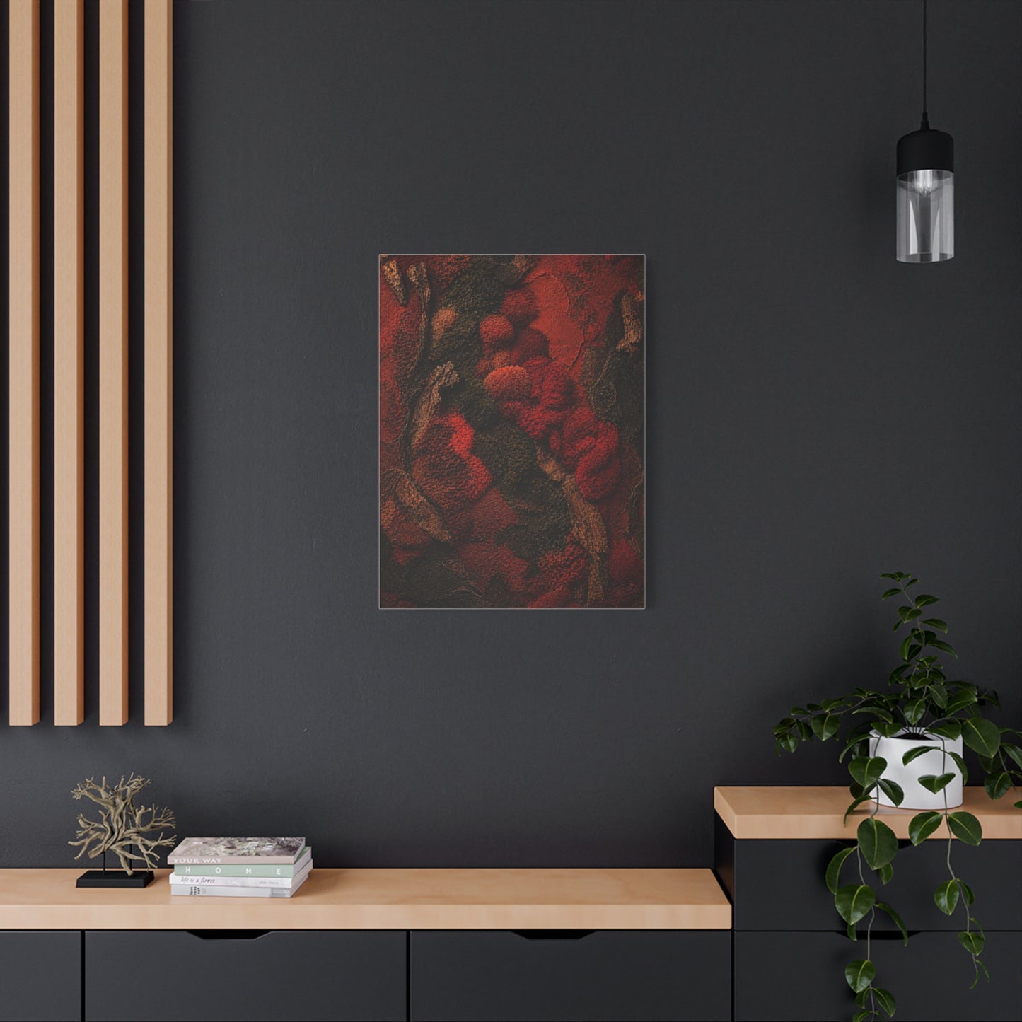 Biophilic Red Moss Texture Wall Art & Canvas Print