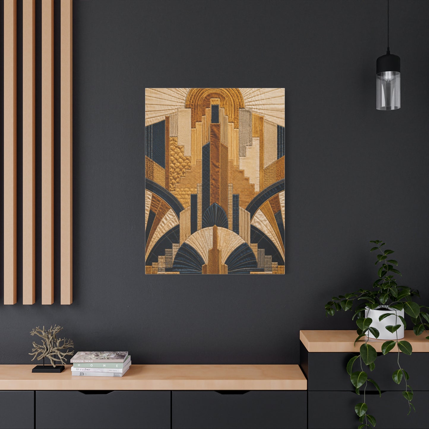 Art Deco Textile Geometric Tapestry Wall Art & Canvas Print