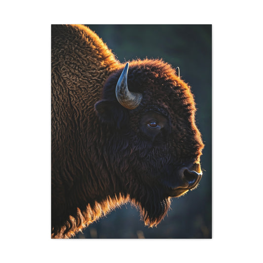 Backlit Bison Silhouette with Glowing Fur Edges Wall Art & Canvas Print