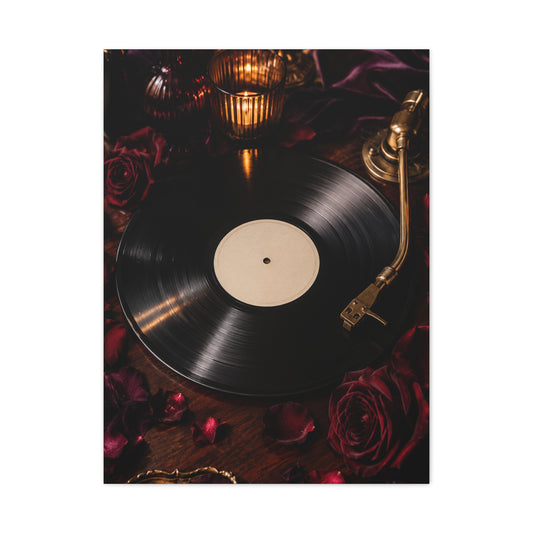 Vinyl Record Candlelit Romance Still Life Wall Art & Canvas Print