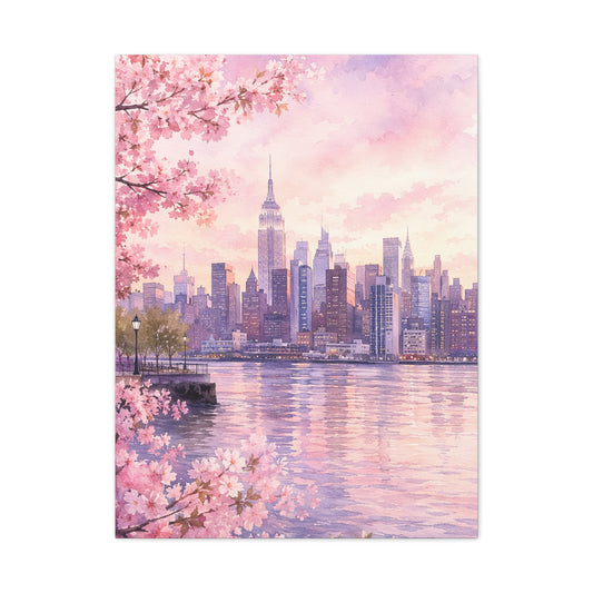 Spring Manhattan Skyline Blossom Wall Art & Canvas Print