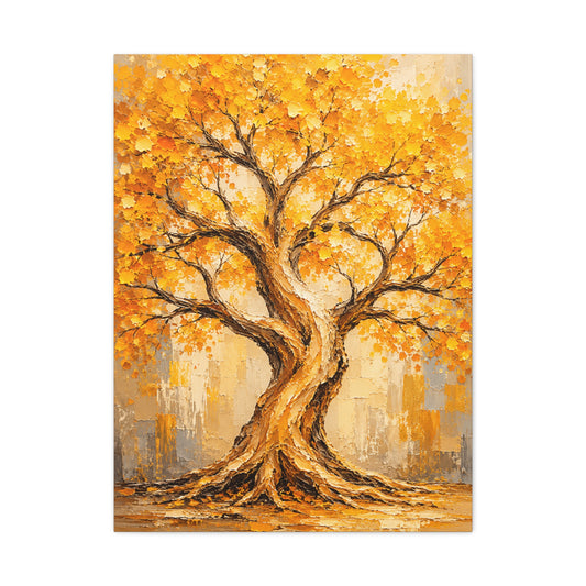 Golden Autumn Tree Impressionist Scene Wall Art & Canvas Print